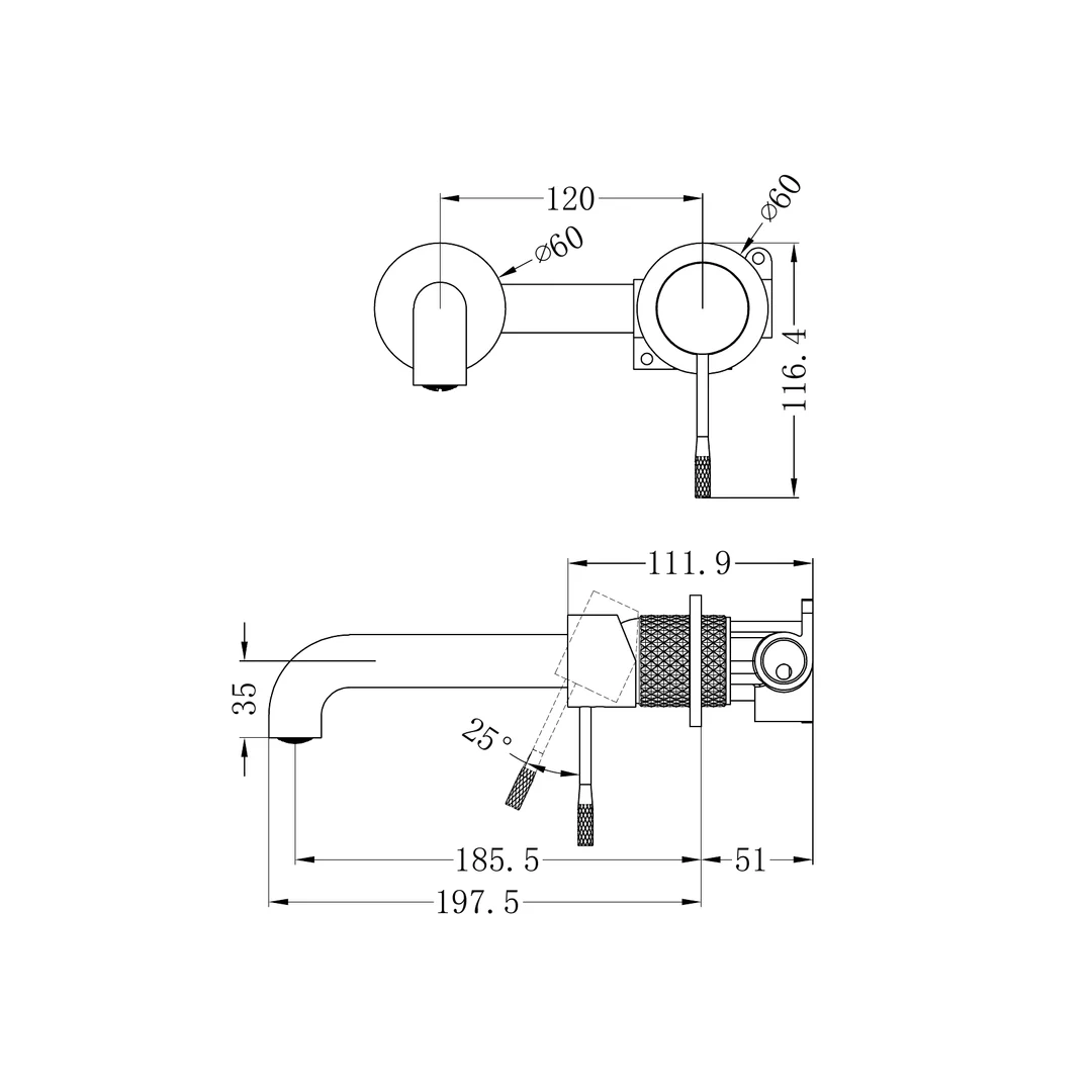 Nero Opal Wall Basin/Bath Mixer Separate Back Plate Brushed Bronze - Image 3