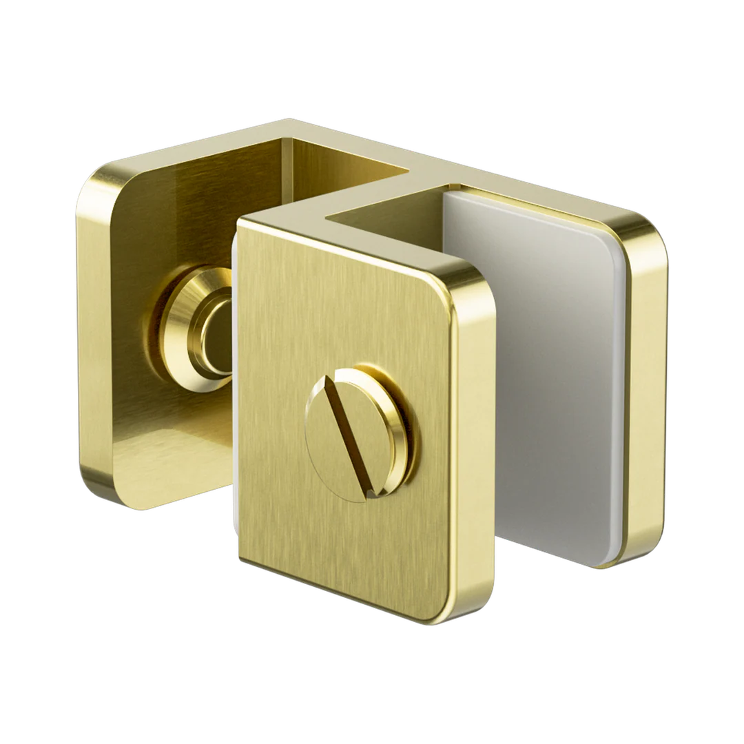 Nero Over-Panel Glass To Glass Fitting 10Mm Glass Brushed Gold