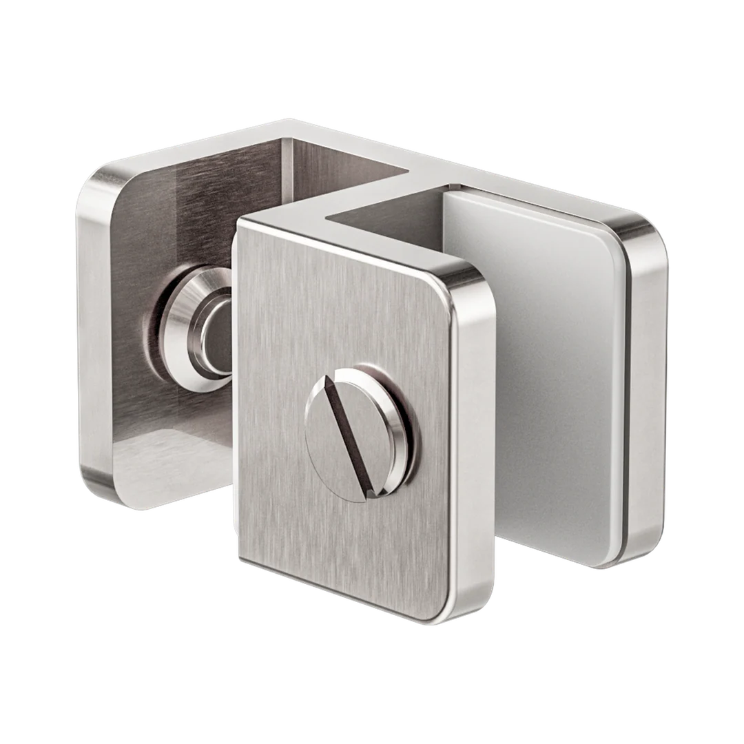 Nero Over-Panel Glass To Glass Fitting 10Mm Glass Brushed Nickel