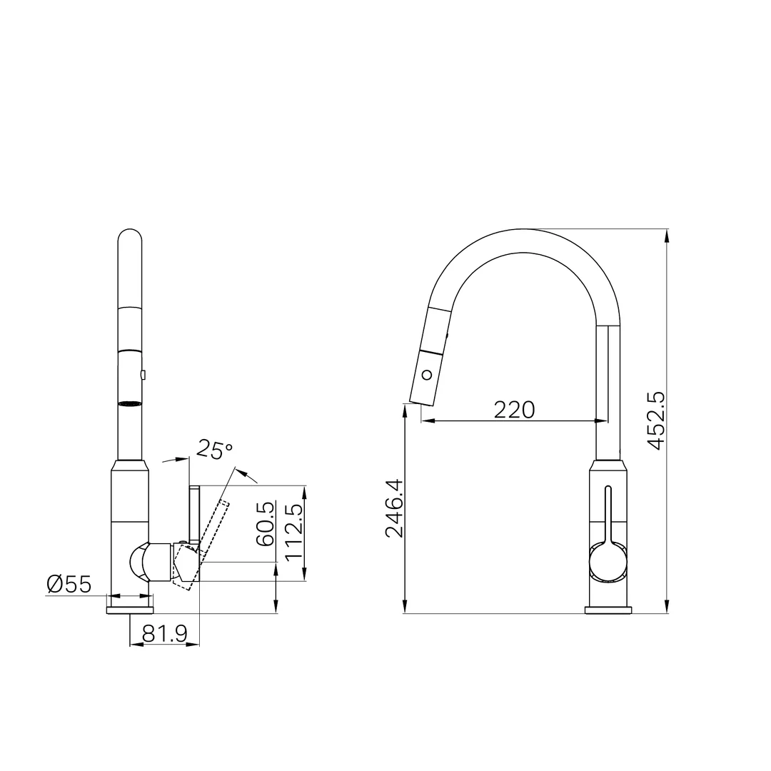 Nero Pearl Pull Out Sink Mixer With Vegie Spray Function - Matte Black - Image 3