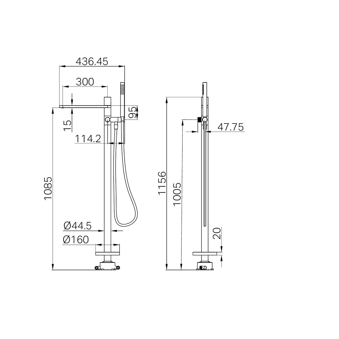 Nero Pure Ss316L Progressive Freestanding Bath Mixer & Outdoor Shower Hose Brushed Nickel - Image 2