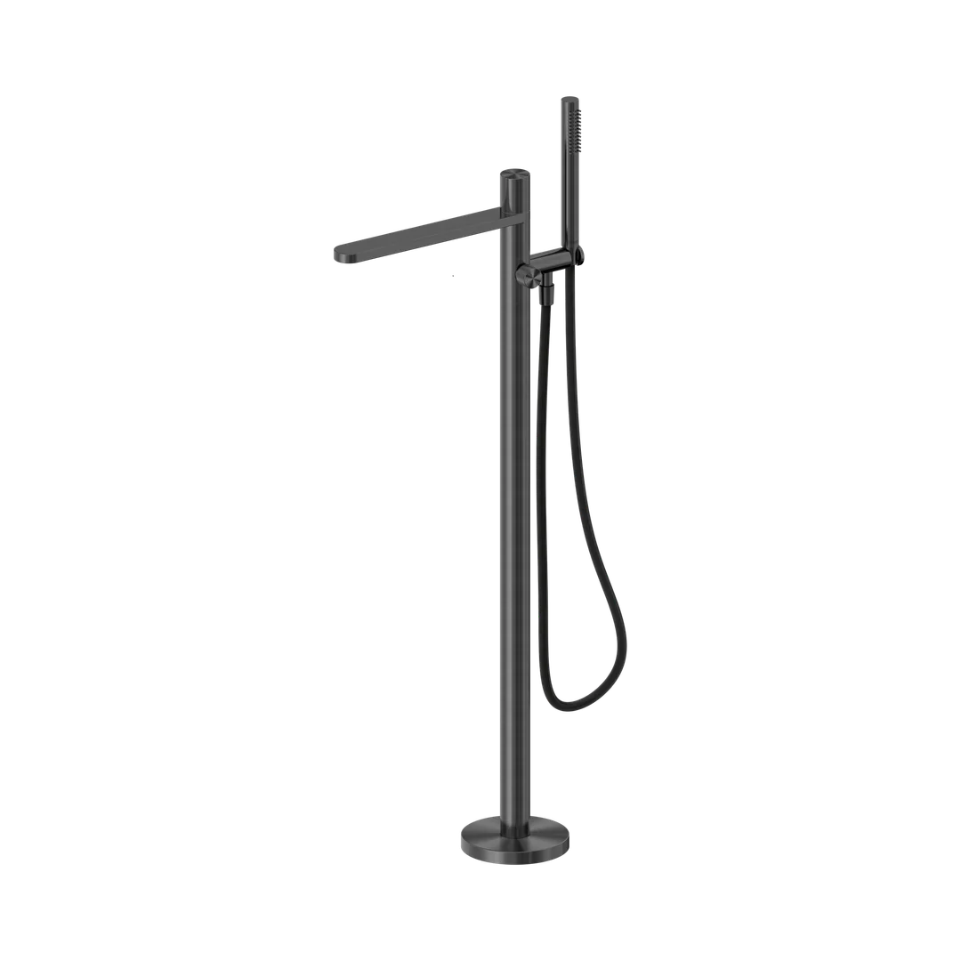 Nero Pure Ss316L Progressive Freestanding Bath Mixer With Outdoor Shower Hose Graphite