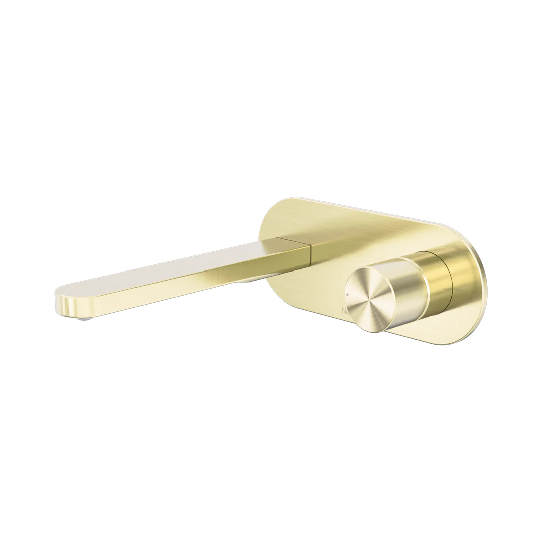 Nero Pure Ss316L Progressive Wall Basin/Bath Mixer Brushed Gold