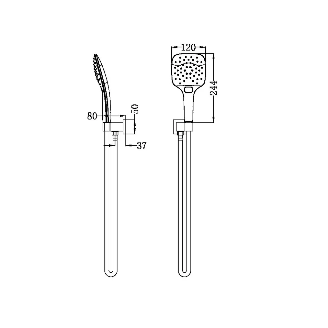 Nero Rain 3 Function Shower Bracket Square - Chrome - Image 5