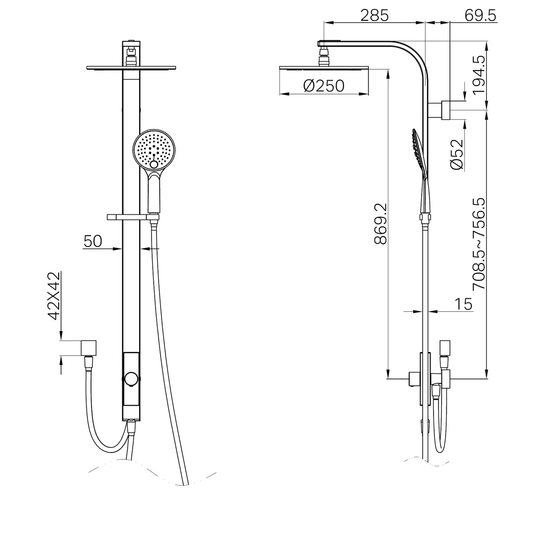 Nero Rain Round Shower Set Double Hose - Chrome - Image 3