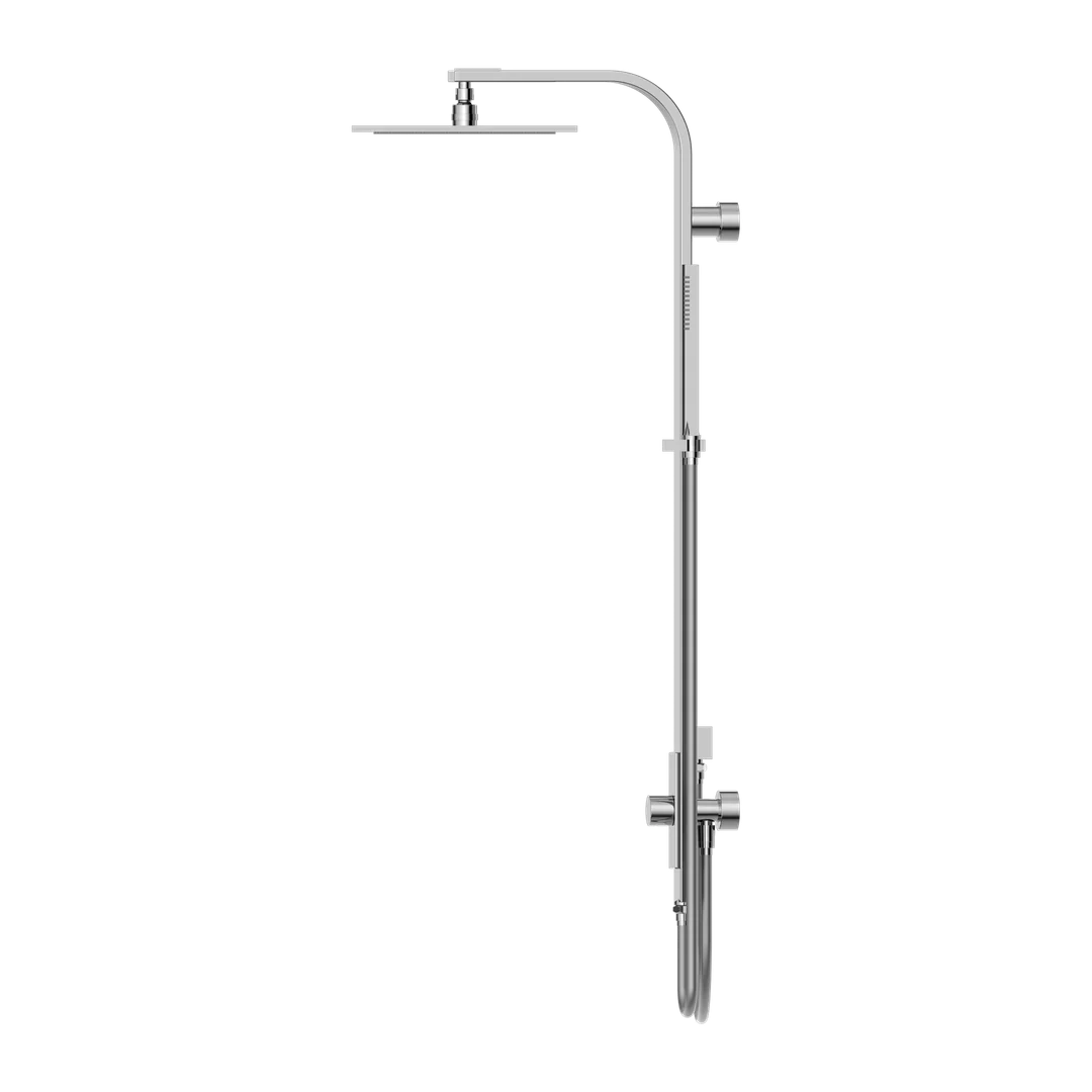 Nero Rain Square Shower Set Double Hose - Chrome - Image 6
