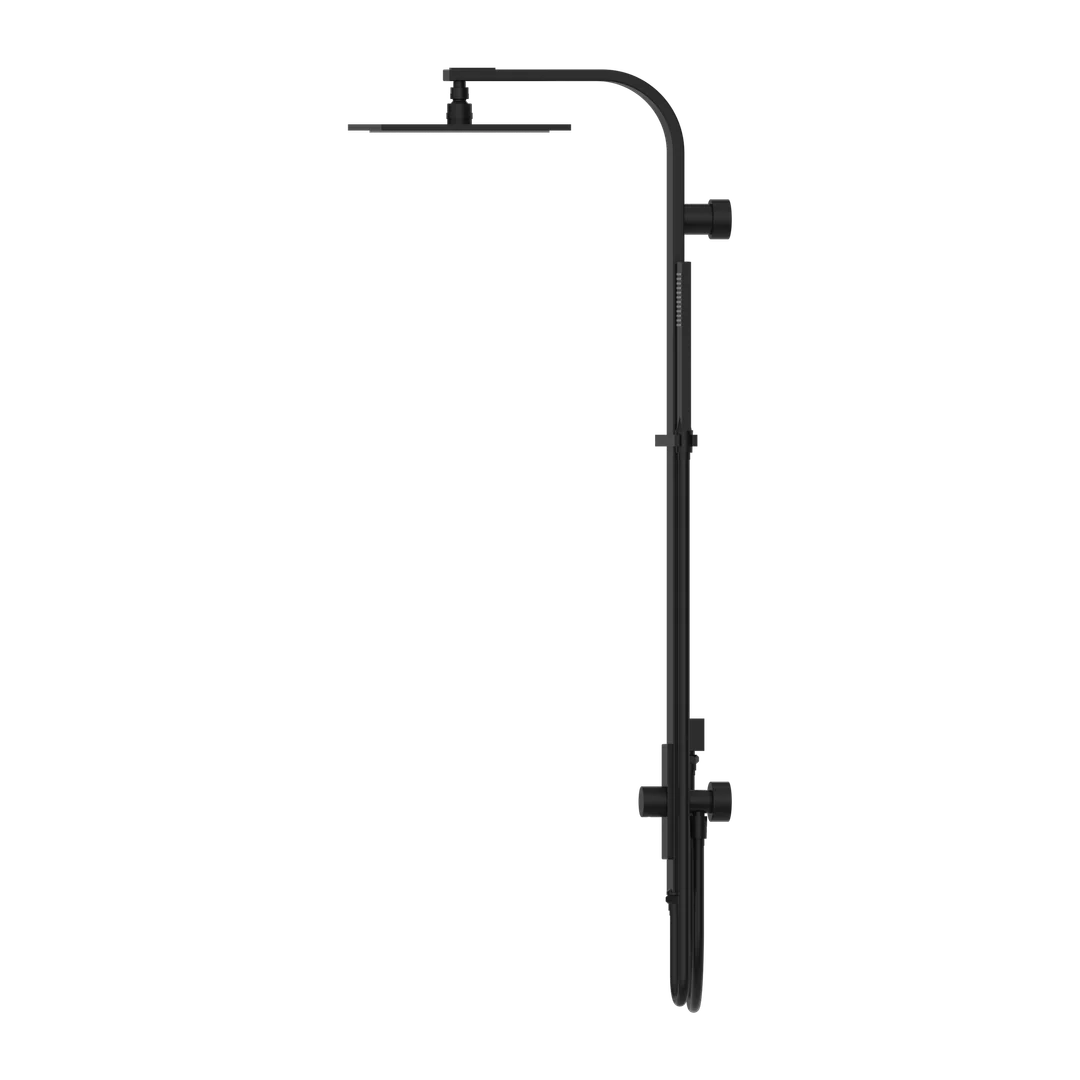 Nero Rain Square Shower Set Double Hose - Matt Black - Image 5