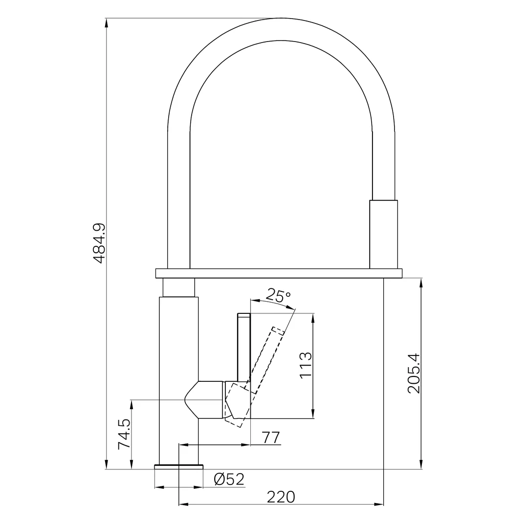 Nero Rita Pull Out Sink Mixer - Chrome/Black Hose - Image 3