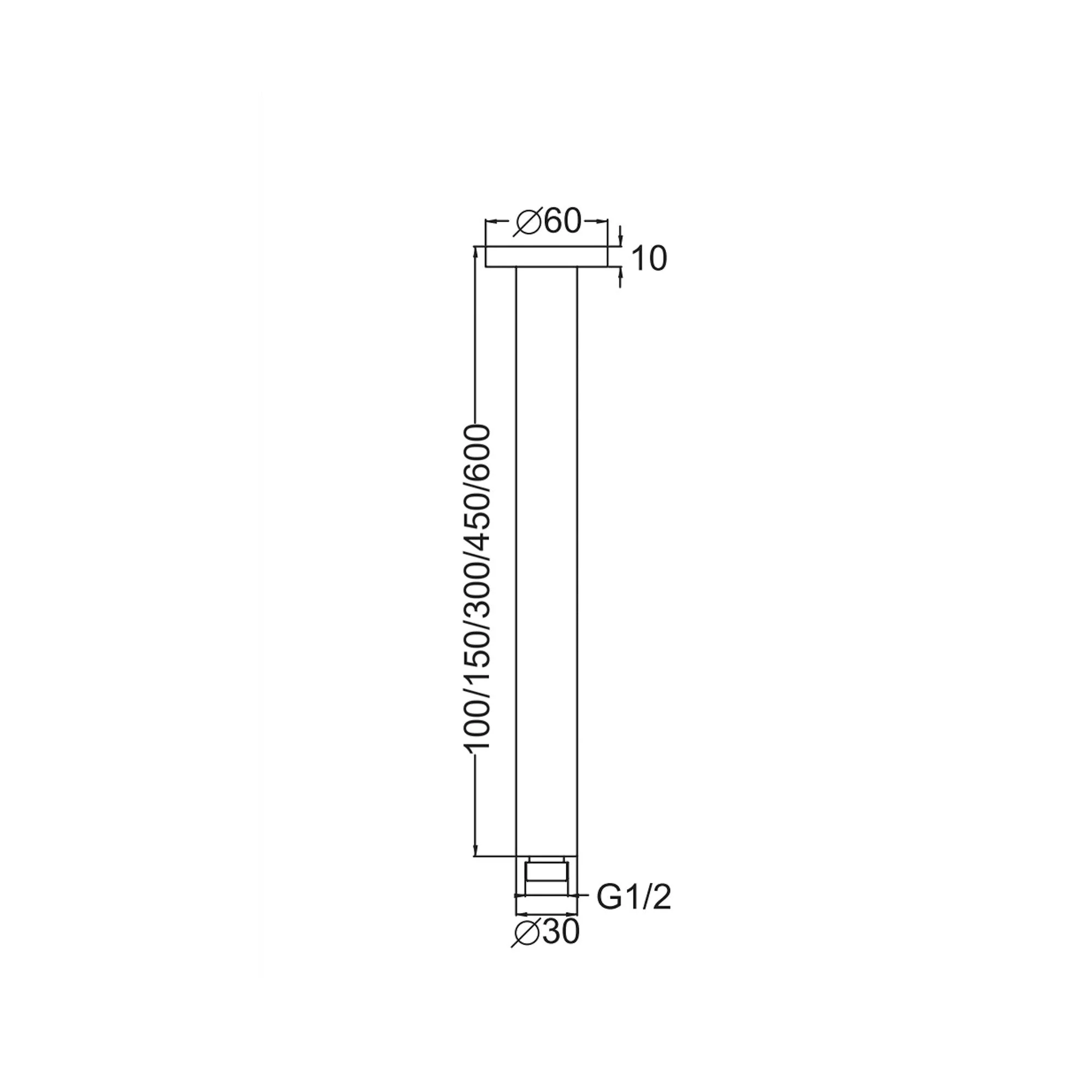 Nero 300Mm Round Ceiling Arm Chrome - Image 5