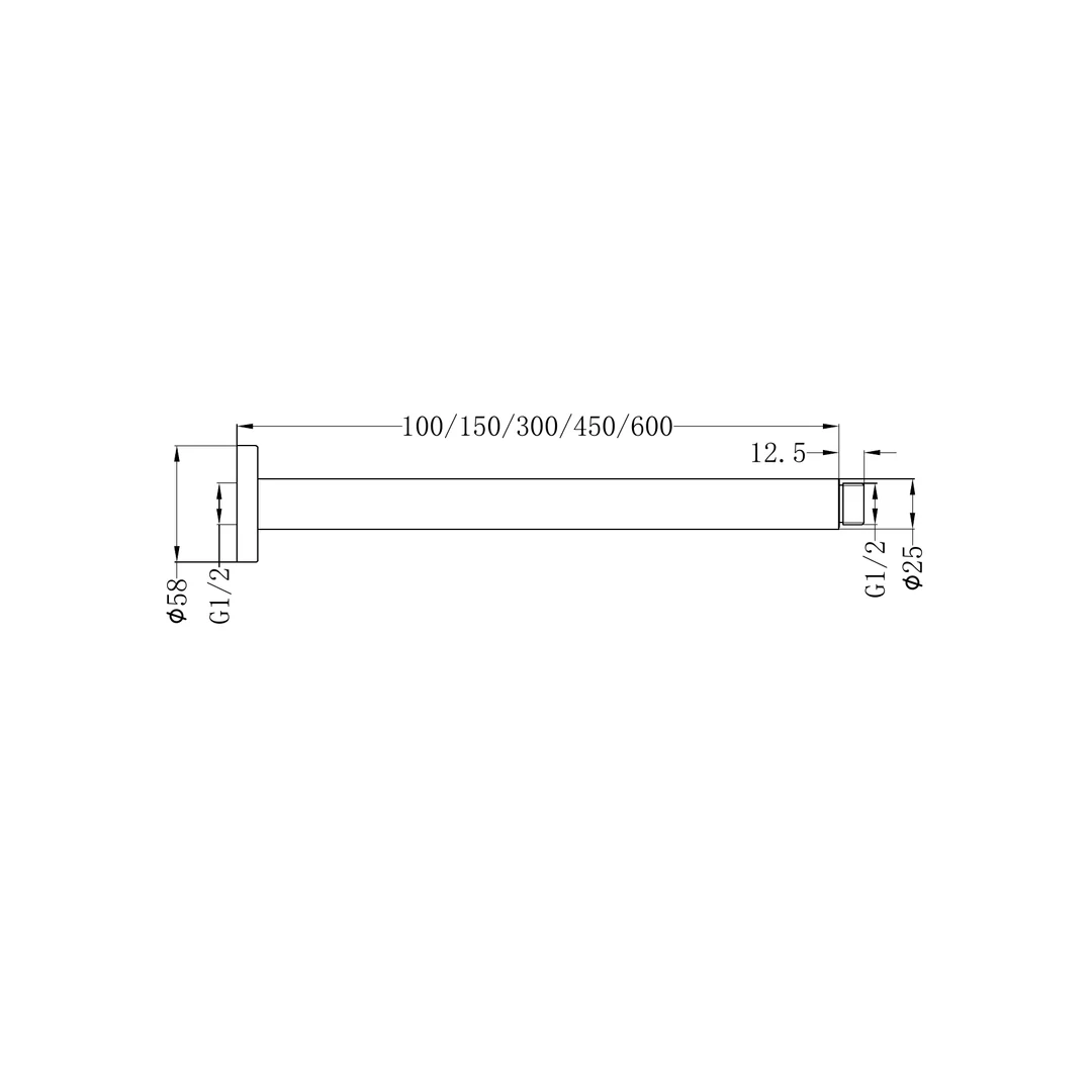 Nero Round Ceiling Arm 600Mm Length Chrome - Image 2