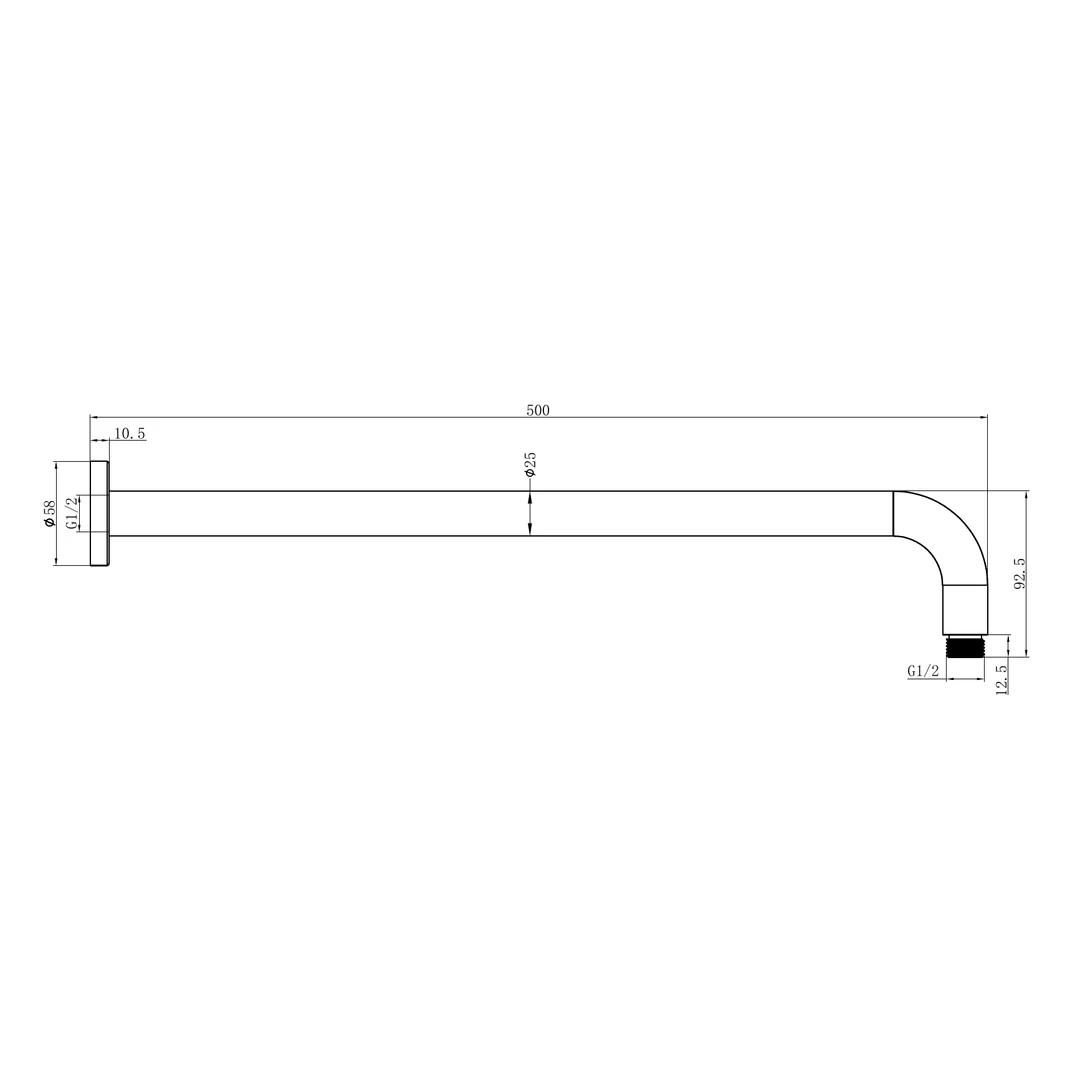 Nero Round Shower Arm 500Mm Length Brushed Nickel - Image 2