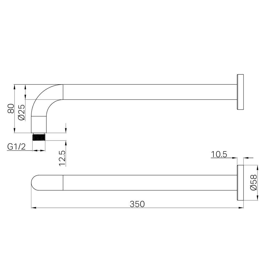 Nero Round Shower Arm - Chrome - Image 3