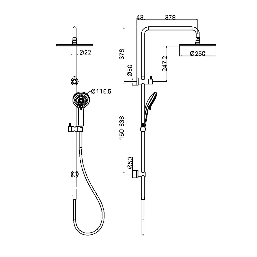 Nero Round Twin Shower Brushed Nickel - Image 2