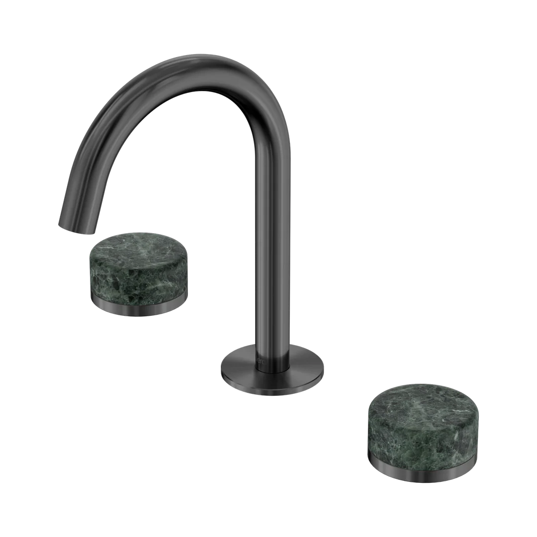 Nero Serenity Basin Set Arc Spout With Verde Alpi Handle Gun Metal