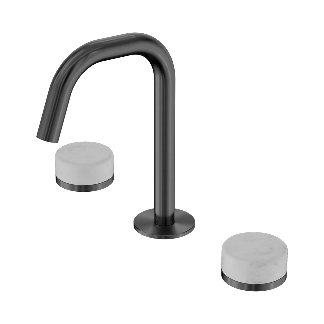 Nero Serenity Basin Set Edge Spout With Carrara Handle Gun Metal