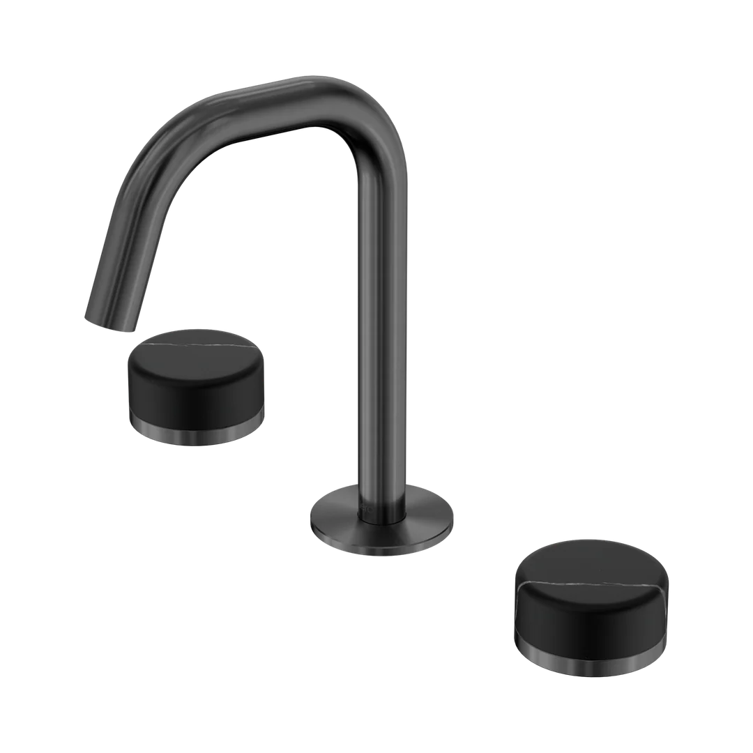 Nero Serenity Basin Set Edge Spout With Marquina Black Handle Gun Metal