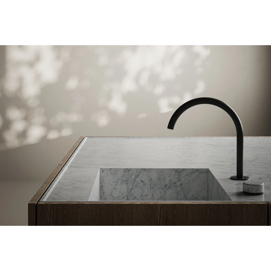 Nero Serenity Progressive Bath/Kitchen Mixer Arc Spout With Arabescato Corchia Handle Matte Black - Image 3