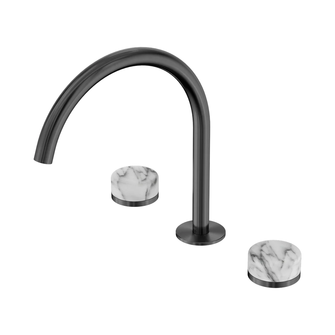 Nero Serenity Bath/Kitchen Set Arc Spout With Arabescato Corchia Handle Gun Metal