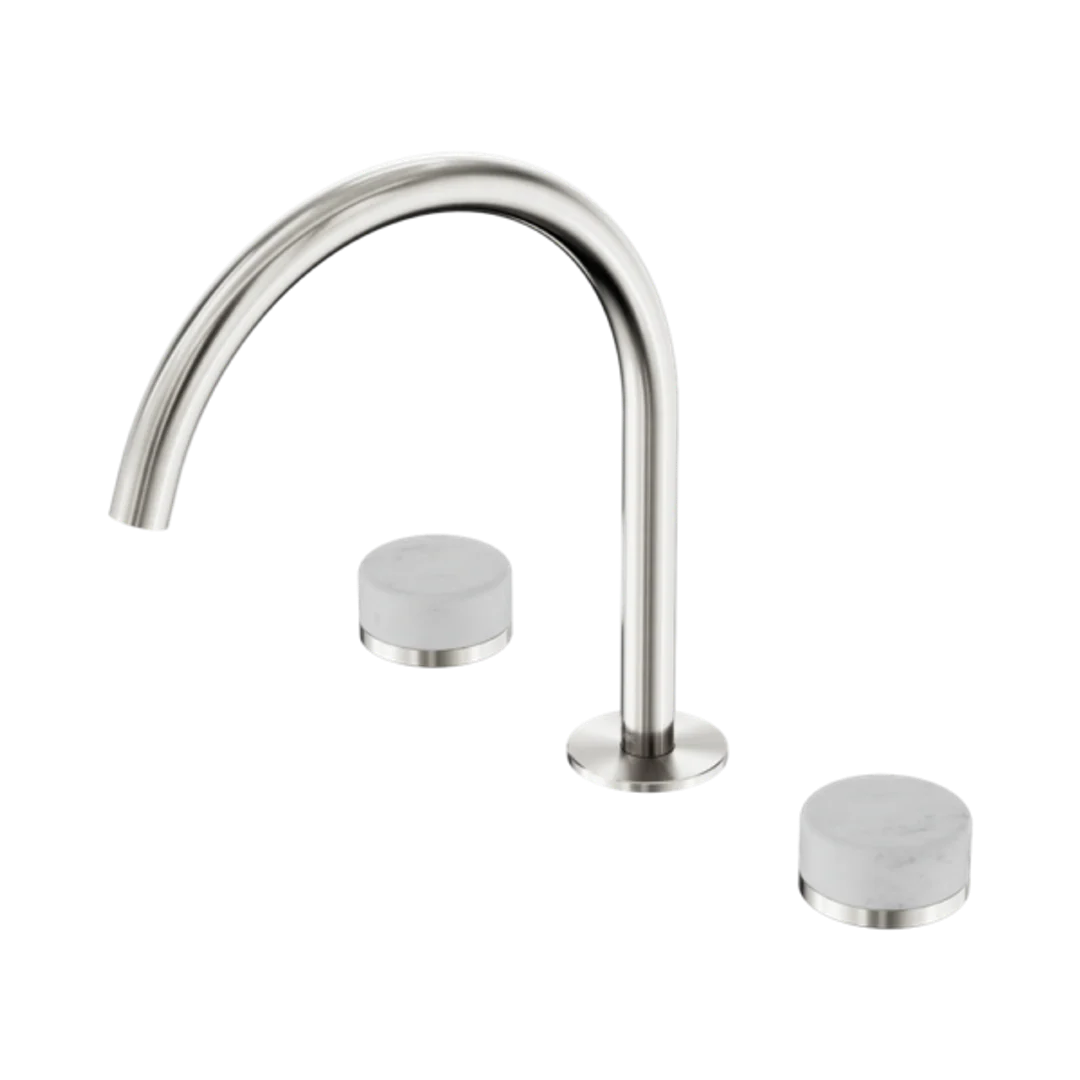 Nero Serenity Bath/Kitchen Set Arc Spout With Carrara Handle Brushed Nickel