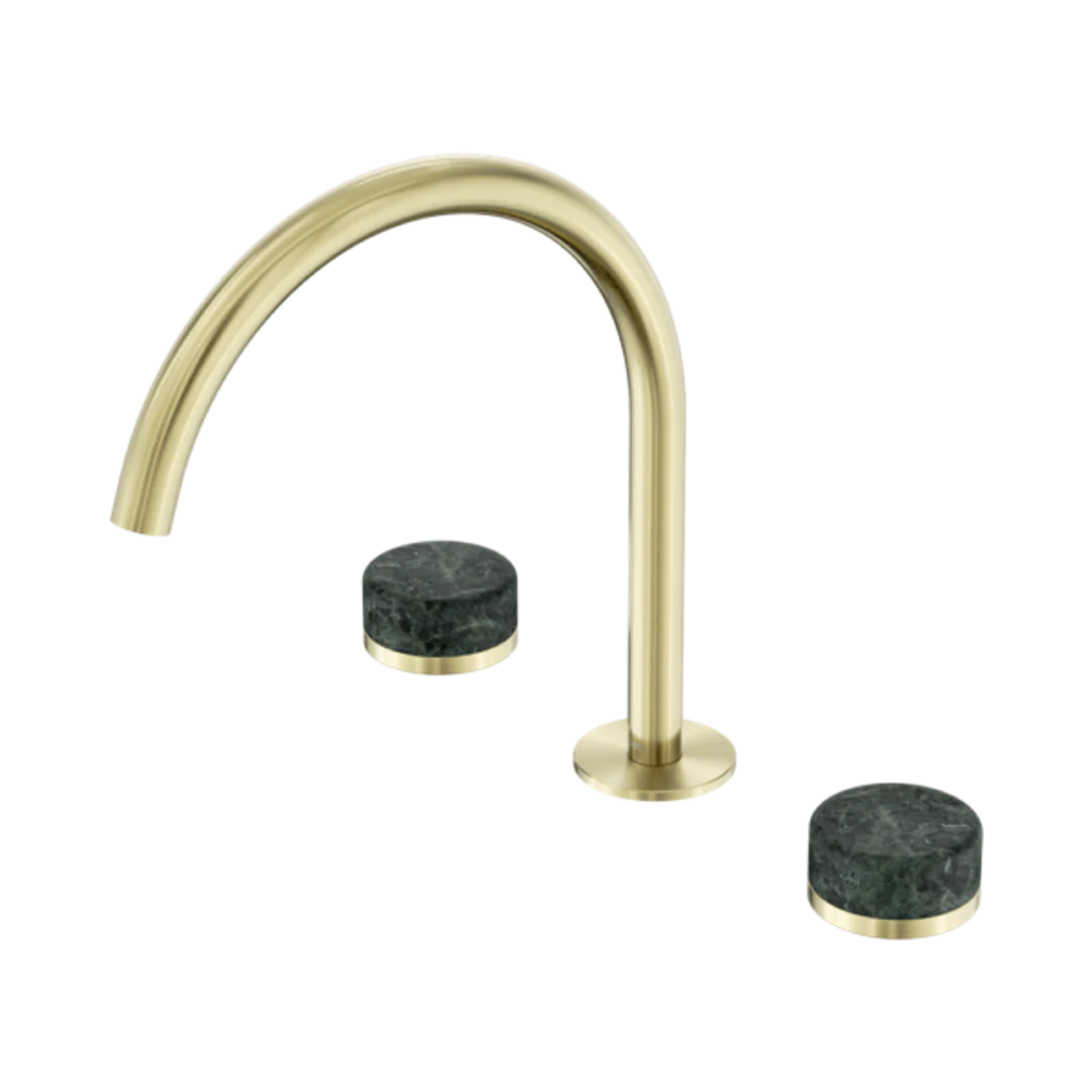 Nero Serenity Bath/Kitchen Set Arc Spout With Verde Alpi Handle Brushed Gold