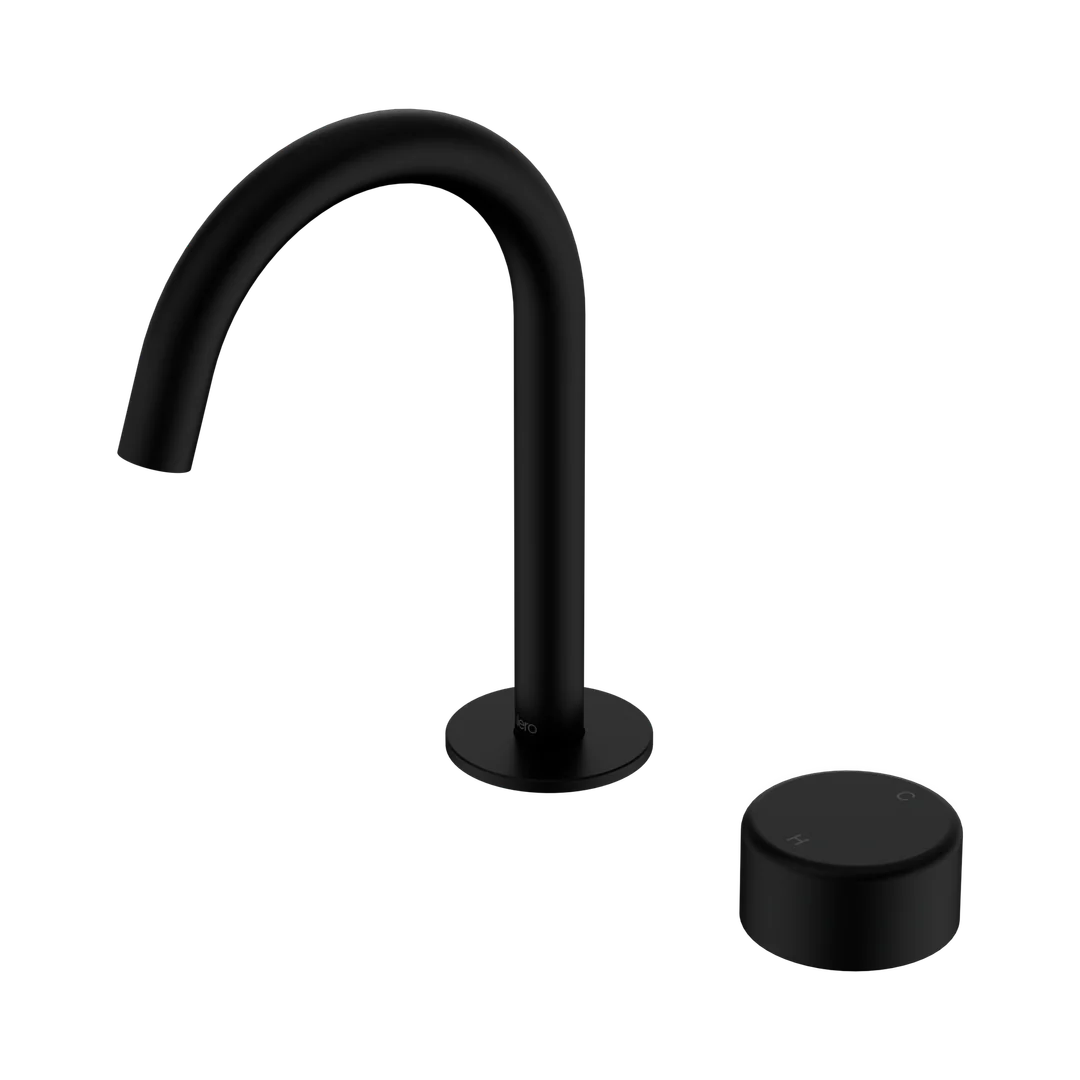 Nero Serenity Progressive Basin Mixer Arc Spout With Metal Handle Matte Black