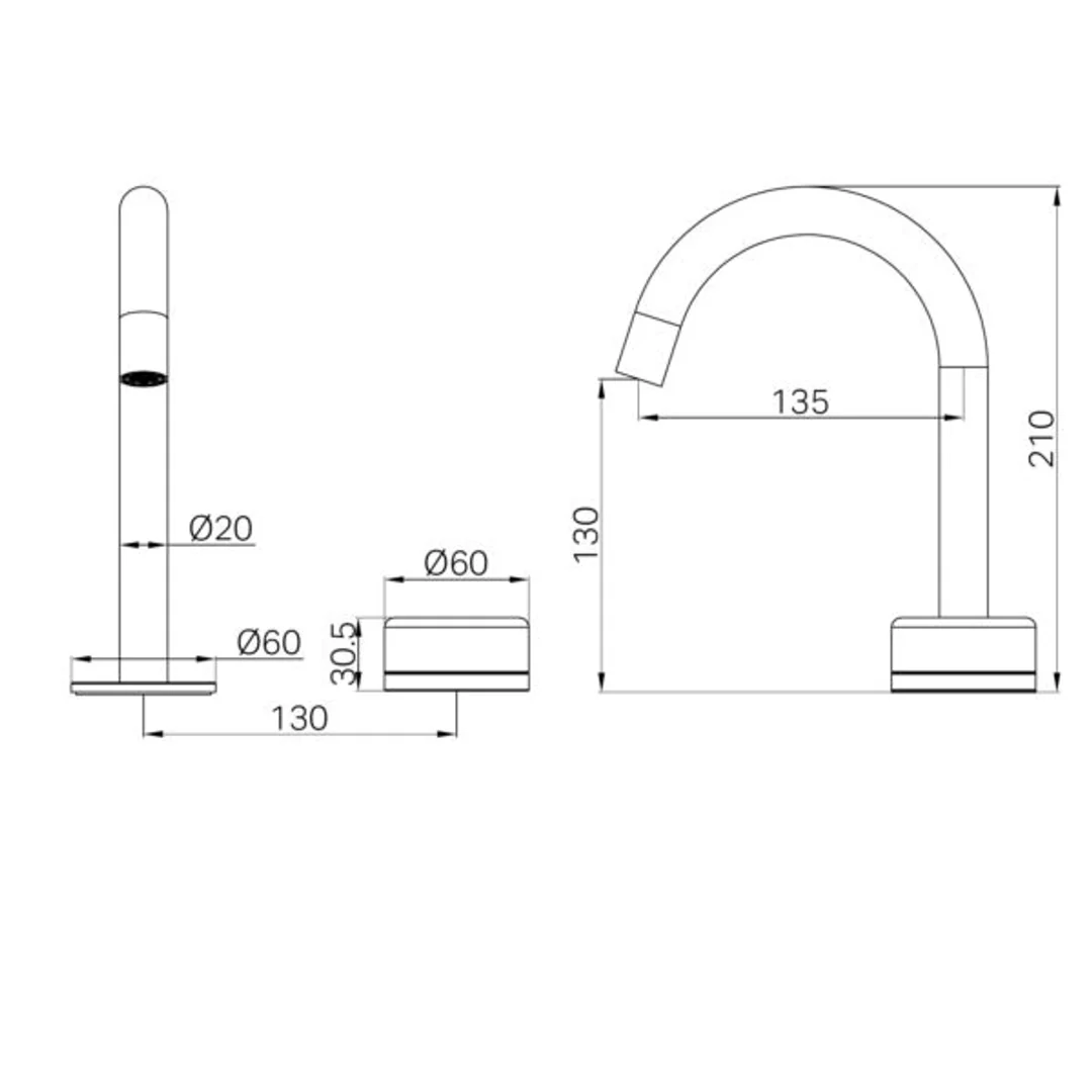 Nero Serenity Progressive Basin Mixer Arc Spout With Rome Travertine Handle Gun Metal - Image 2