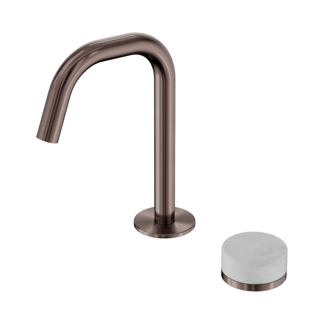Nero Serenity Progressive Basin Mixer Edge Spout With Carrara Handle Brushed Bronze