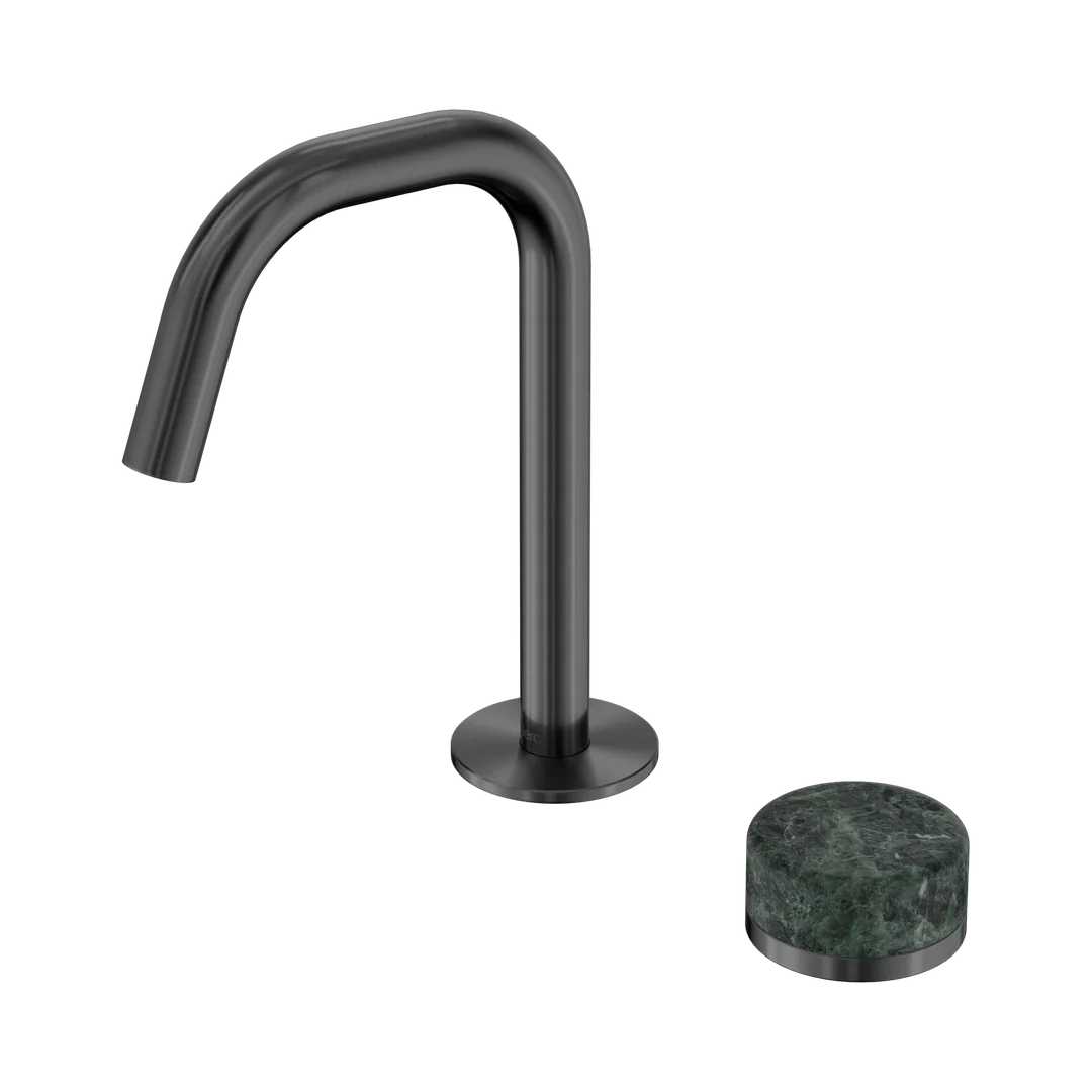 Nero Serenity Progressive Basin Mixer Edge Spout With Verde Alpi Handle Gun Metal