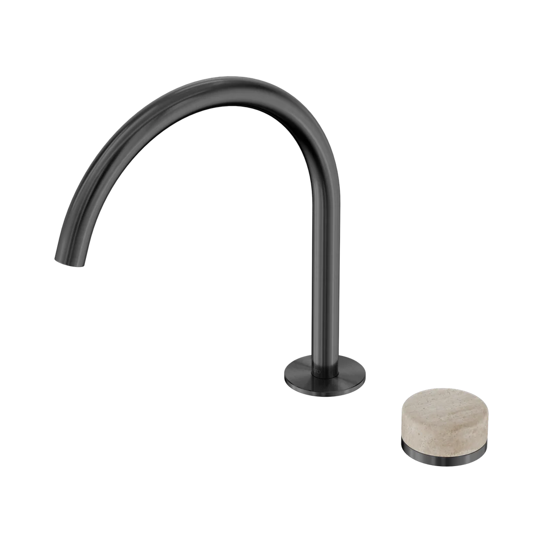 Nero Serenity Progressive Bath/Kitchen Mixer Arc Spout With Rome Travertine Handle Gun Metal