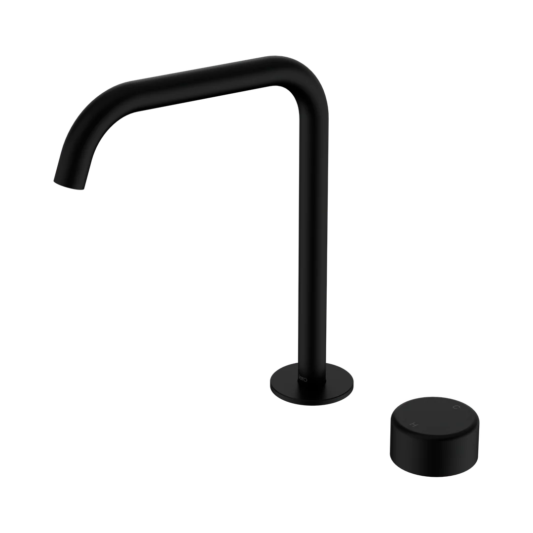 Nero Serenity Progressive Bath/Kitchen Mixer Edge Spout With Metal Handle Matte Black