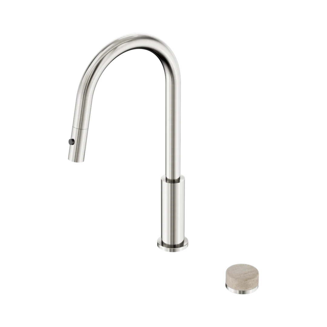 Nero Serenity Progressive Pull Out Kitchen Set With Rome Travertine Handle Brushed Nickel