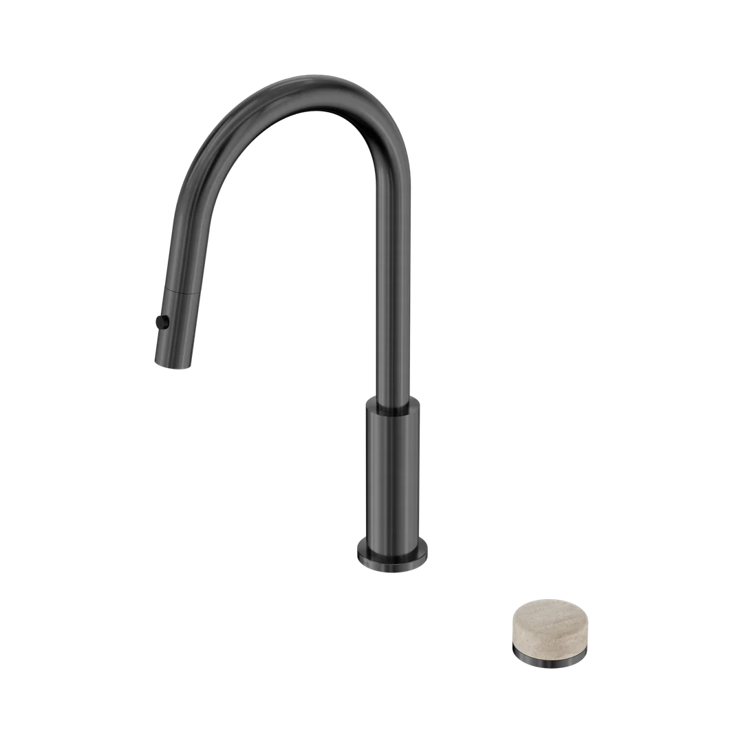 Nero Serenity Progressive Pull Out Kitchen Set With Rome Travertine Handle Gun Metal