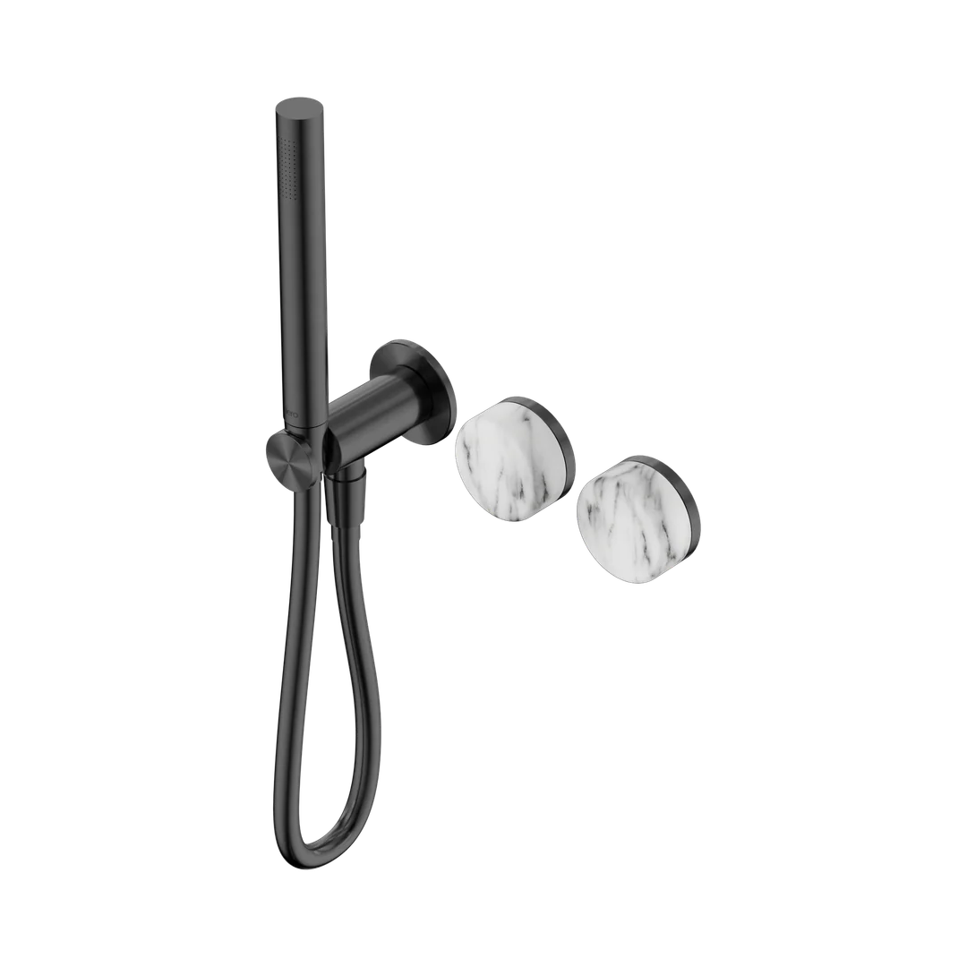 Nero Serenity Progressive Shower System With Arabescato Corchia Handle & Slim Shower Gun Metal