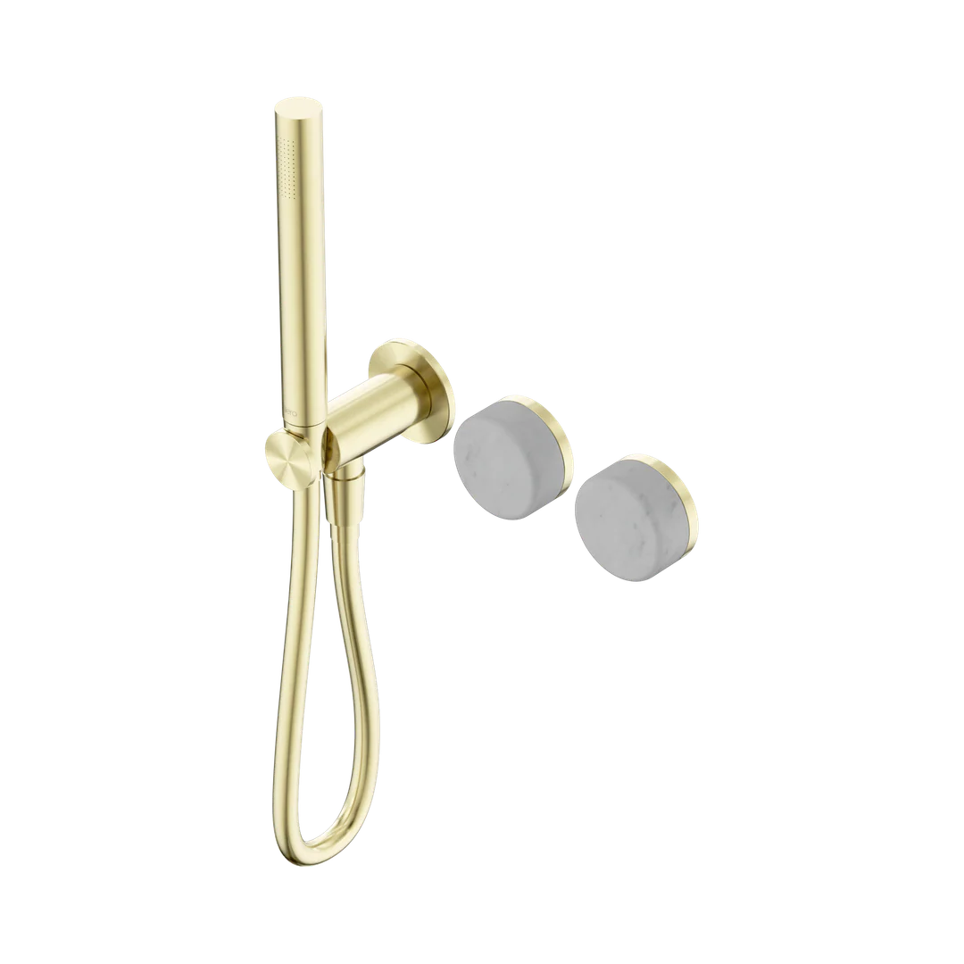Nero Serenity Progressive Shower System With Carrara Handle & Slim Shower Brushed Gold
