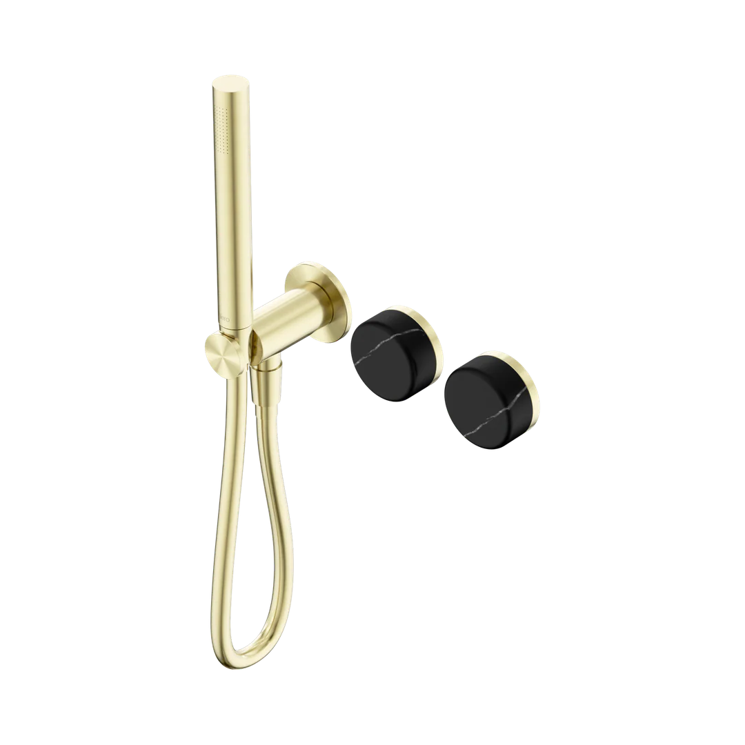 Nero Serenity Progressive Shower System With Marquina Black Handle & Slim Shower Brushed Gold
