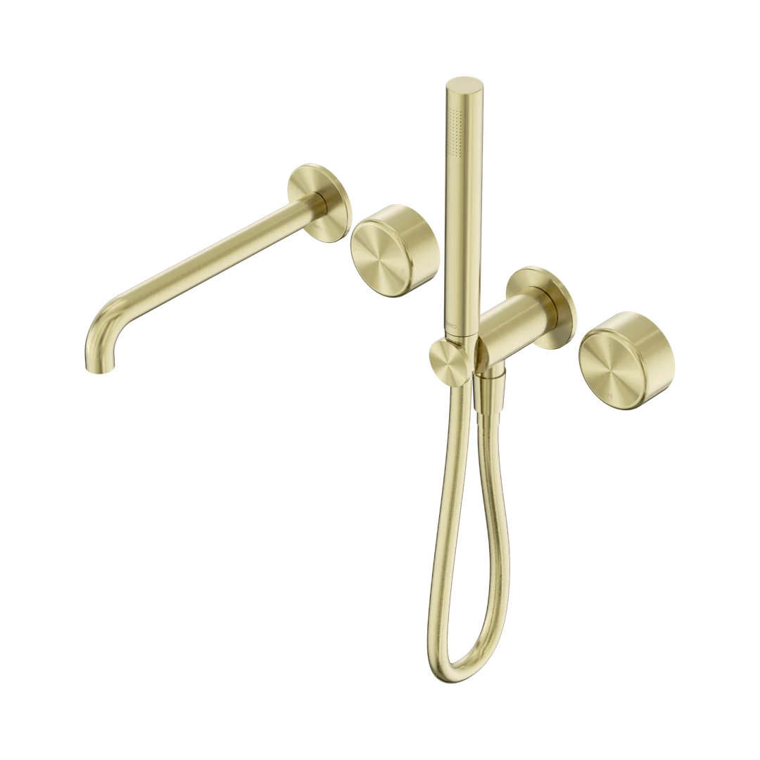 Nero Serenity Progressive Shower System With Spout Metal Handle & Slim Shower Brushed Gold