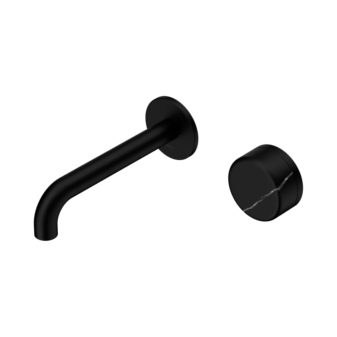 Nero Serenity Progressive Wall Basin Mixer 160Mm Spout With Marquina Black Handle Matte Black