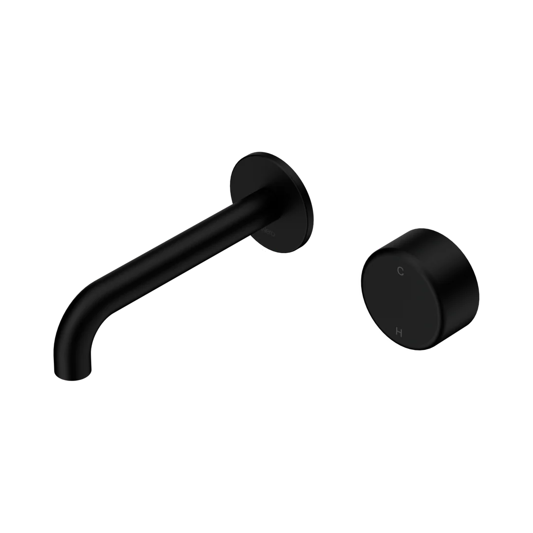 Nero Serenity Progressive Wall Basin Mixer 160Mm Spout With Metal Handle Matte Black