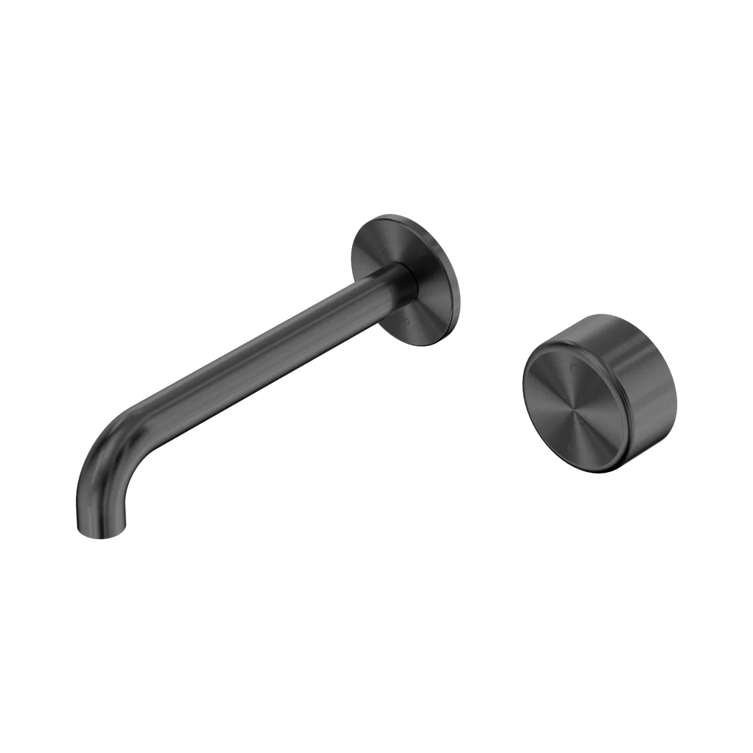 Nero Serenity Progressive Wall Basin Mixer 185Mm Spout With Metal Handle Gun Metal
