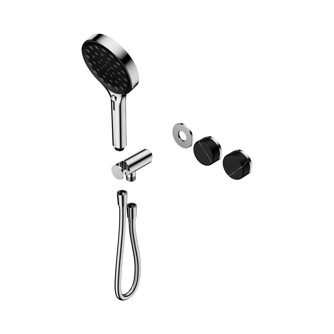 Nero Serenity Progressive Shower System Marquina Black Handle & Serenity Hand Shower Trim Kit Only Chrome