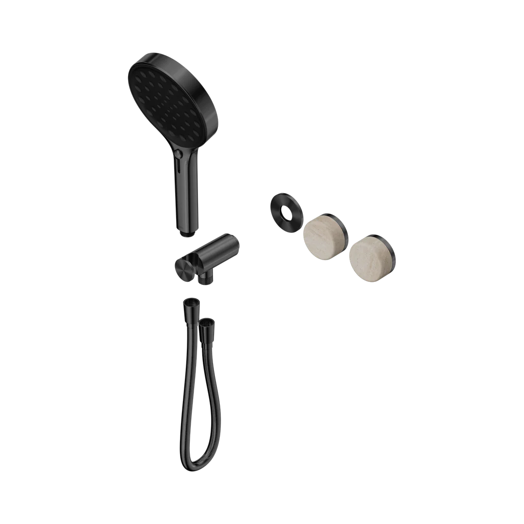 Nero Serenity Progressive Shower System Rome Travertine Handle & Serenity Hand Shower Trim Kit Only Gun Metal
