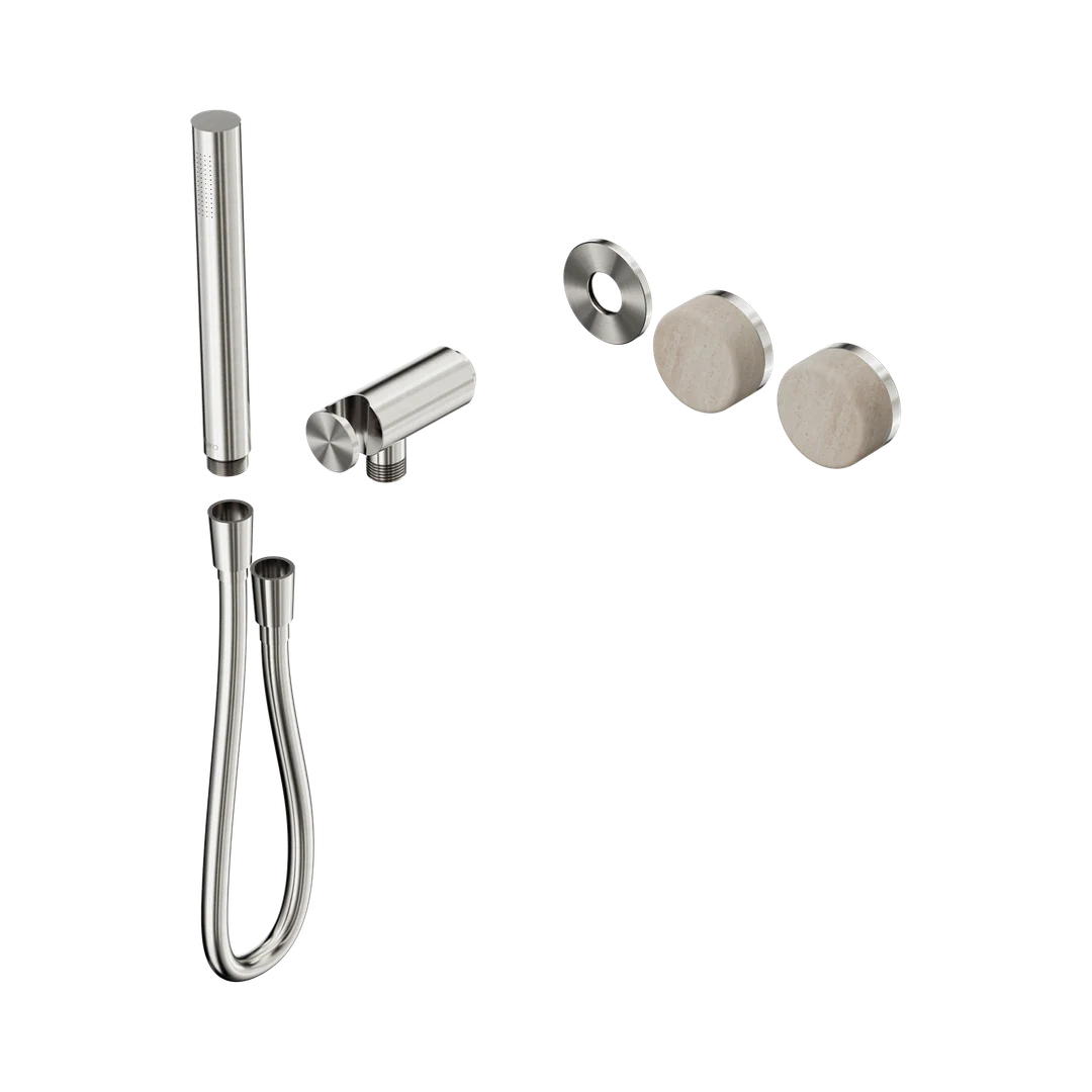 Nero Serenity Progressive Shower System Rome Travertine Handle & Slim Shower Trim Kit Only Brushed Nickel