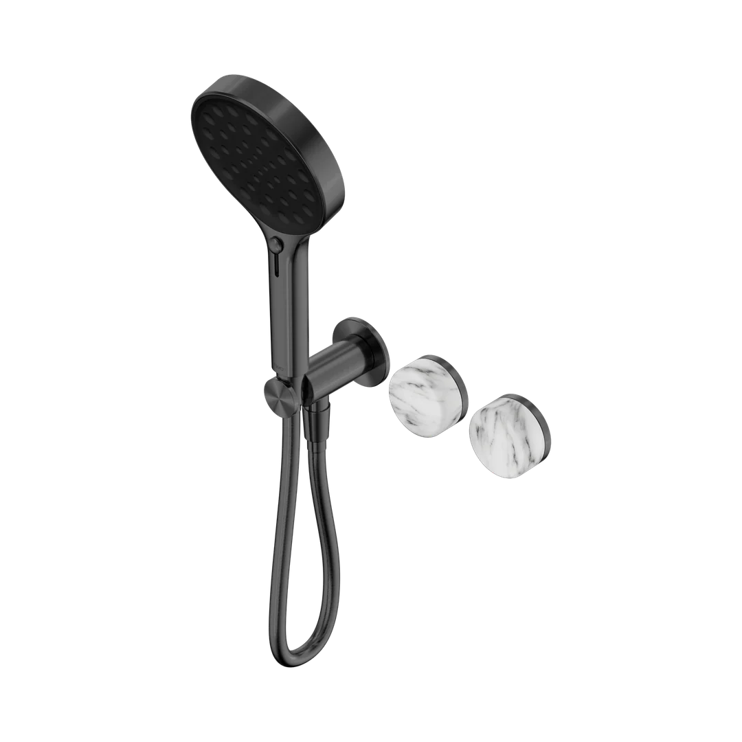 Nero Serenity Progressive Shower System With Arabescato Corchia Handle & Serenity Hand Shower Gun Metal