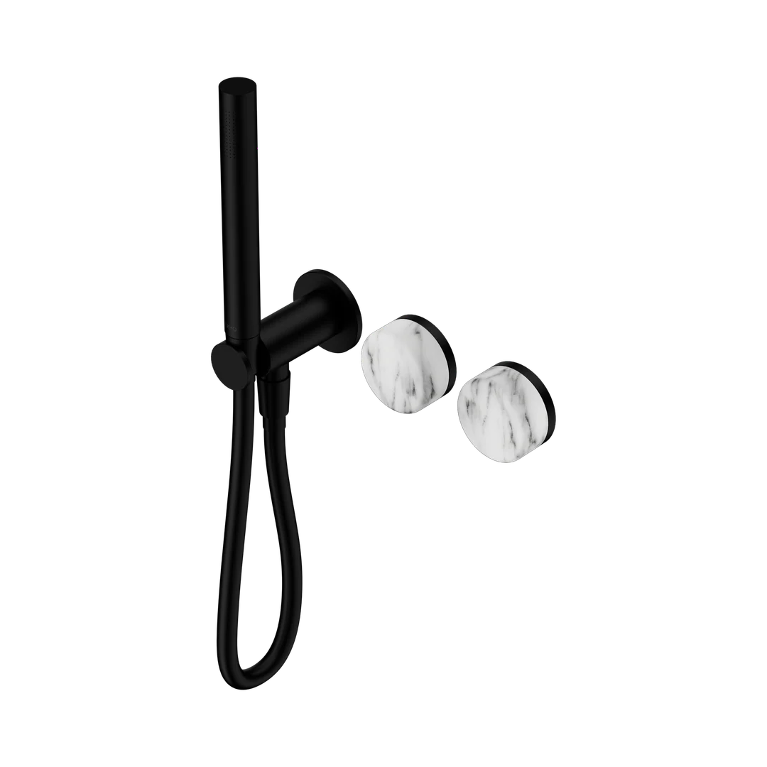 Nero Serenity Progressive Shower System With Arabescato Corchia Handle & Slim Shower Matte Black