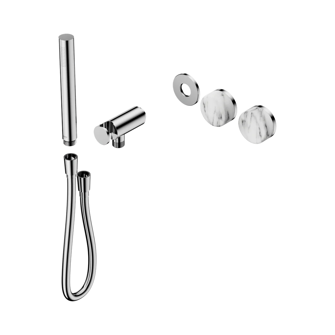 Nero Serenity Progressive Shower System With Arabescato Corchia Handle & Slim Shower Trim Kit Only Chrome