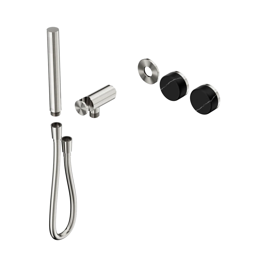 Nero Serenity Progressive Shower System With Marquina Black Handle & Slim Shower Trim Kit Only Brushed Nickel