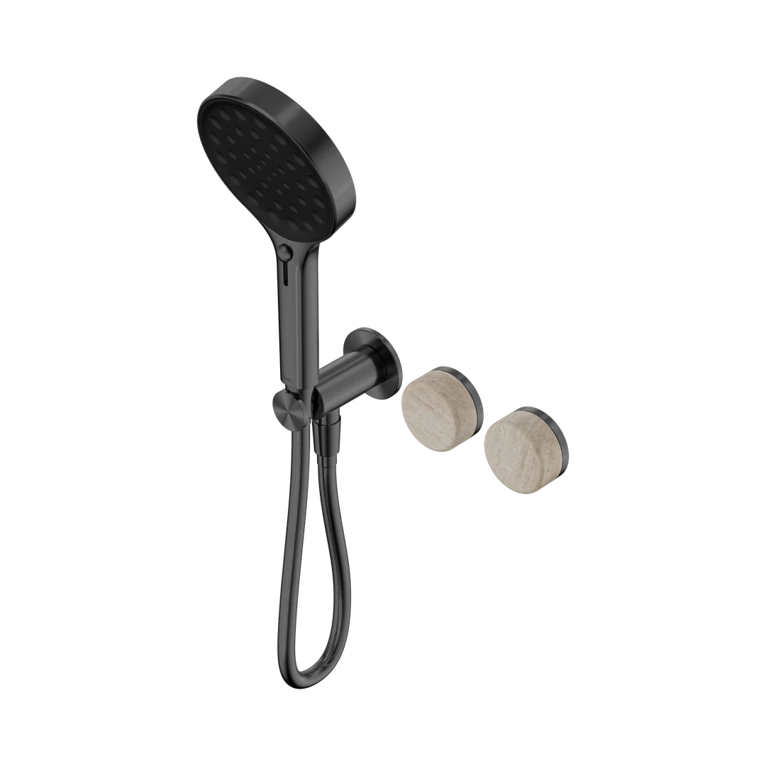 Nero Serenity Progressive Shower System With Rome Travertine Handle & Serenity Hand Shower Gun Metal