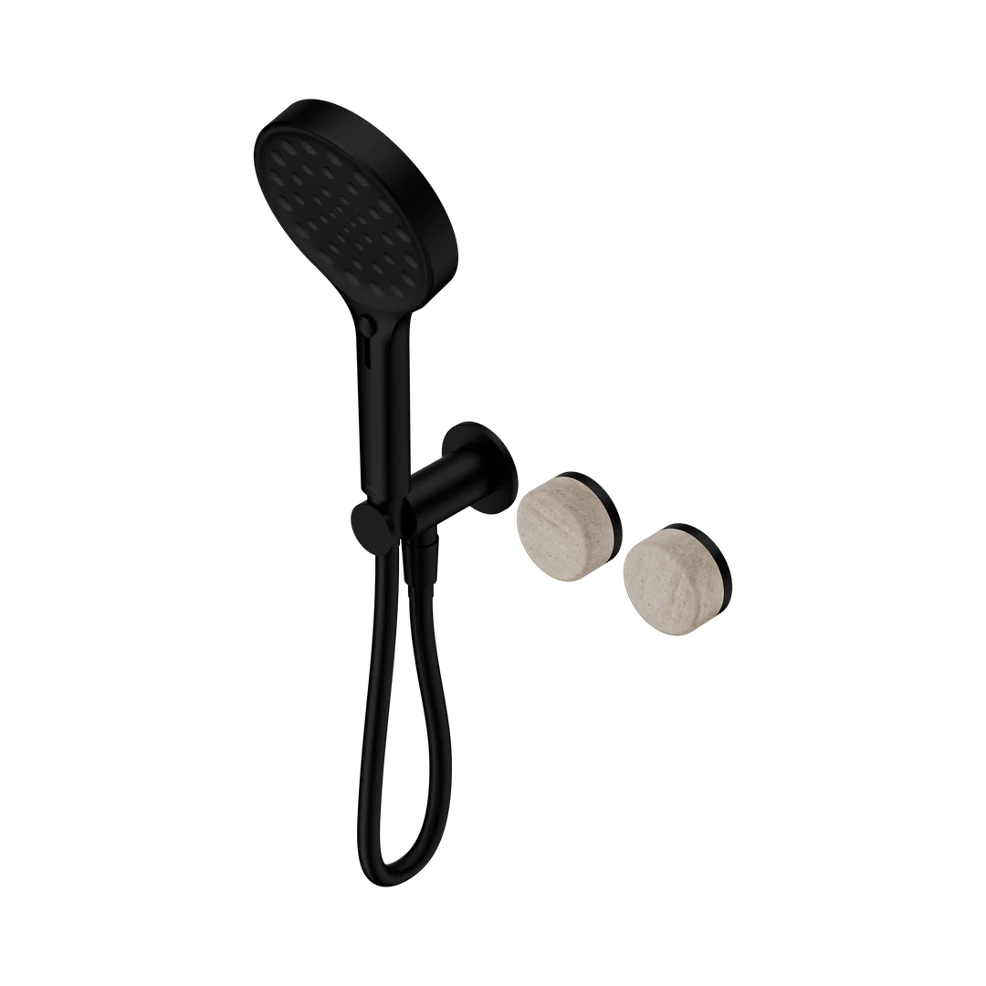 Nero Serenity Progressive Shower System With Rome Travertine Handle & Serenity Hand Shower Matte Black