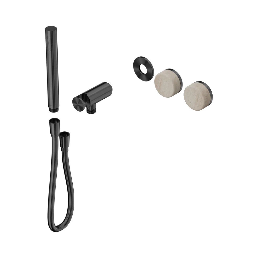 Nero Serenity Progressive Shower System With Rome Travertine Handle & Slim Shower Trim Kit Only Gun Metal