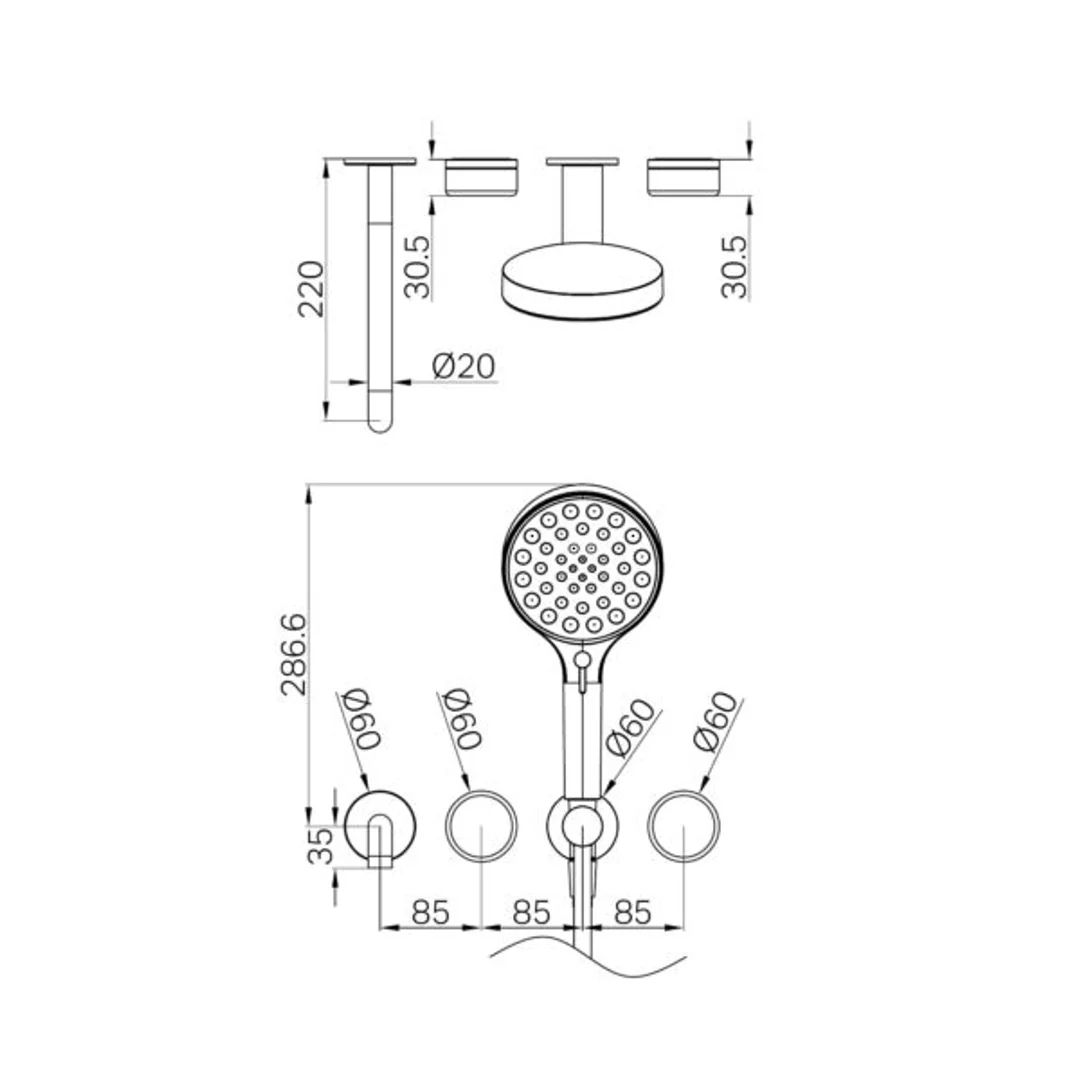 Nero Serenity Progressive Shower System With Spout Carrara Handle & Serenity Hand Shower Trim Kit Only Chrome - Image 2